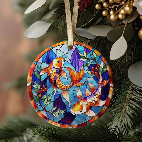 Koi Fish Ornaments Ceramic For Christmas, Stained Glass Ornaments Ceramic Christmas 2025