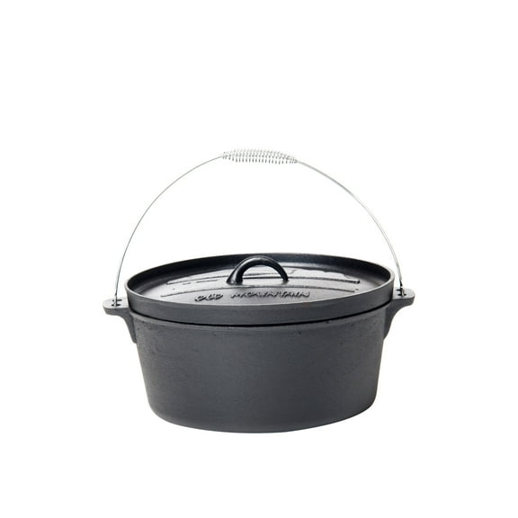 Old Mountain 10177 Pre Seasoned 8-Quart Dutch Oven with Flanged Lid, No Feet, black