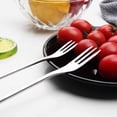 thumbnail image 5 of 6 Piece Stainless Steel Fruit Fork Set Small Dessert Fondue Forks with Heat Resistant Black and Wooden Style Handles Portable Appetizer Tableware PP Handle, 5 of 7