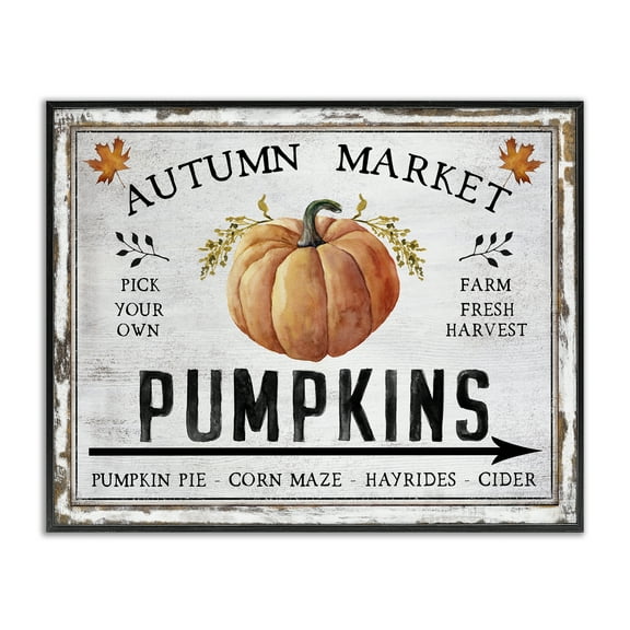 Stupell Industries Autumn Market with Arrow Holiday Painting Black Framed Art Prints Wall Art, 14 x 11