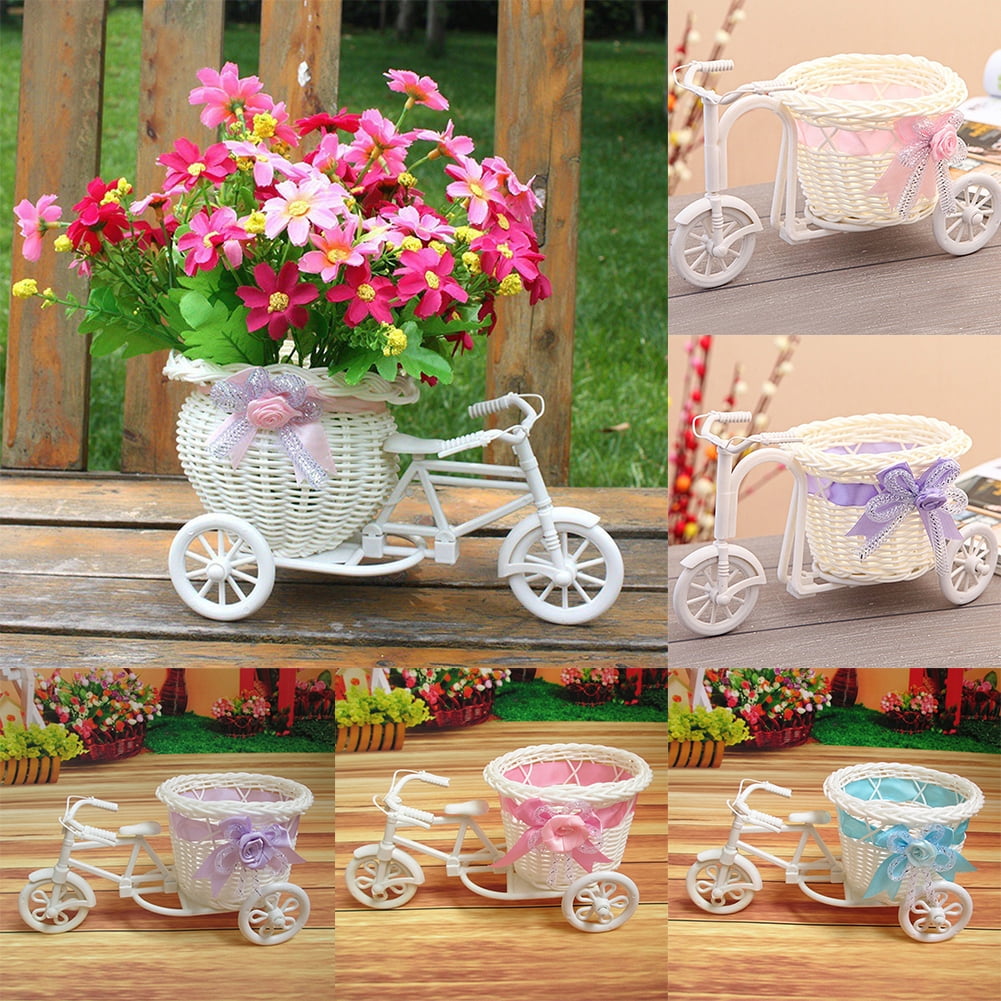 Details about   Rattan Flower Basket-Vase Tricycle Bicycle Model Home Garden Wedding Party Decor 