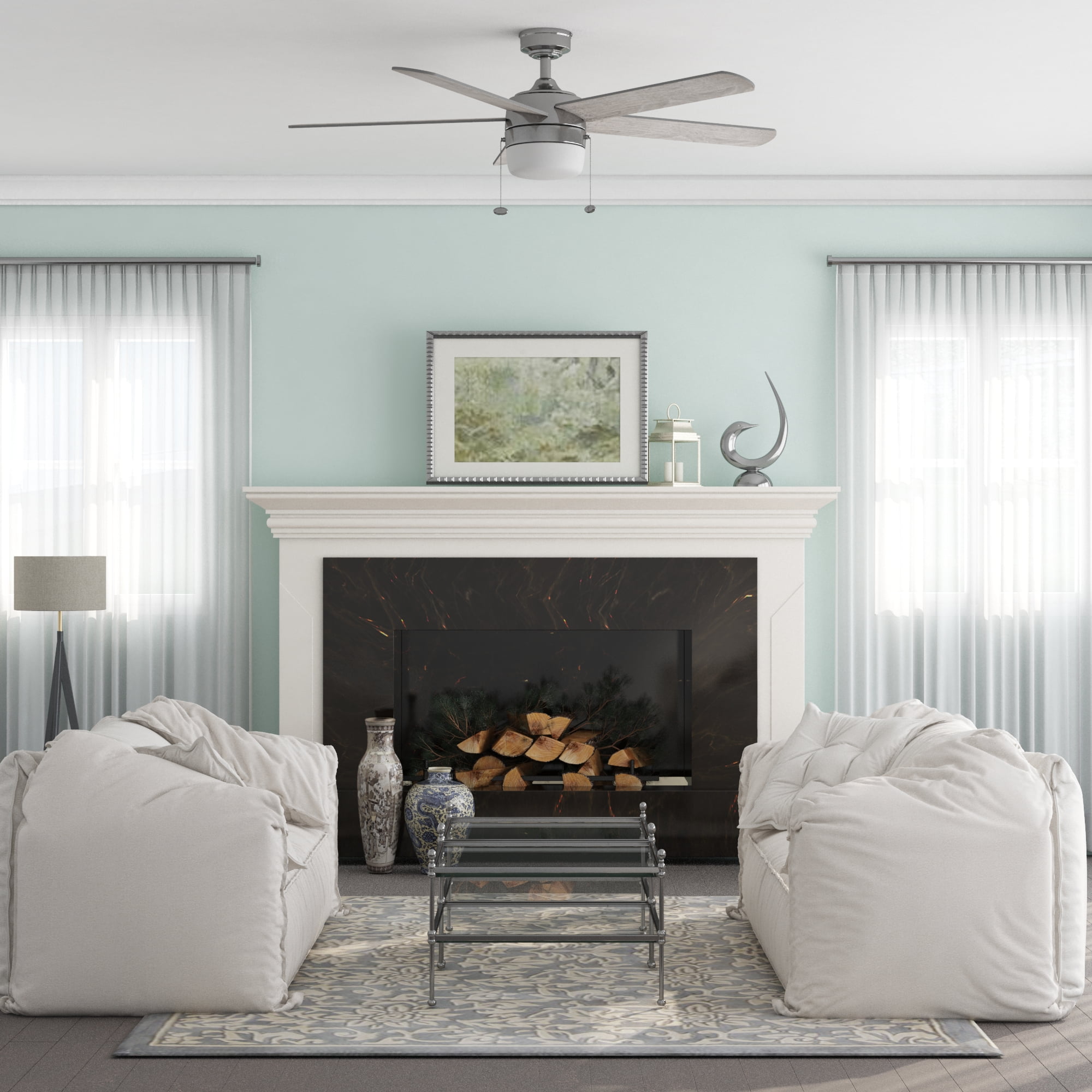 Better Homes & Gardens 52" Pearce Modern Nickel Indoor Ceiling Fan with Light, Adjustable Color Temperature & Reverse Airflow