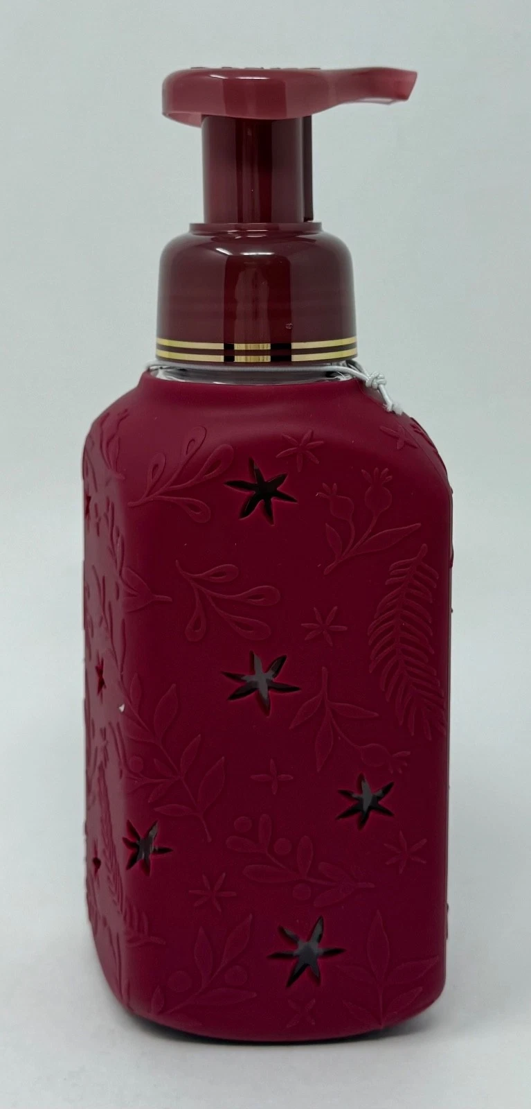 Bath & Body Works Burgundy Holly Leaves Glass Foaming Hand Soap Dispenser