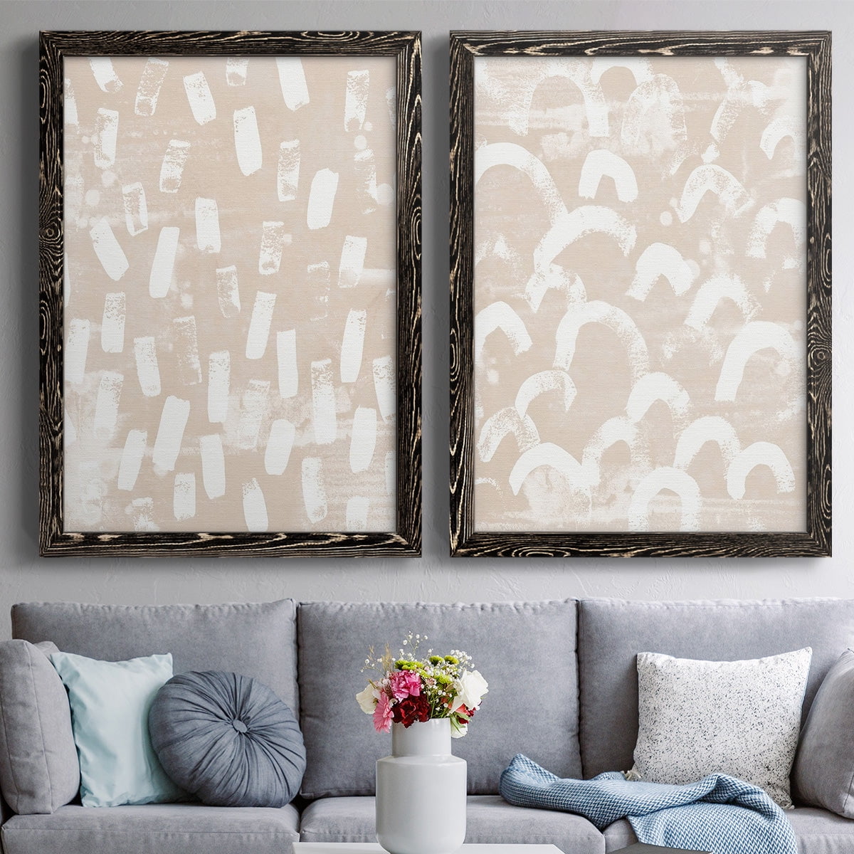 Earth Etching I - Premium Framed Canvas 2 Piece Set - Ready to Hang