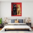 thumbnail image 6 of Mudket Panther & Leopard Duo Framed Canvas Wall Art, Bold Red Wall Decor Jungle Animal Print Art for Living Room, Bedroom, Man Cave, Ready to Hang - 36"L x 24"W, 6 of 10