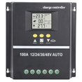 thumbnail image 1 of MPPT Solar Controller 7 Working Modes Solar Panel Regulator 100A with Backlit LCD Display Dual USB 12V 24V 36V 48V, 1 of 9