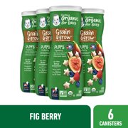 Gerber 2nd Foods Organic for Baby Grain & Grow Puffs, Fig Berry, 1.48 oz Canister (6 Pack)