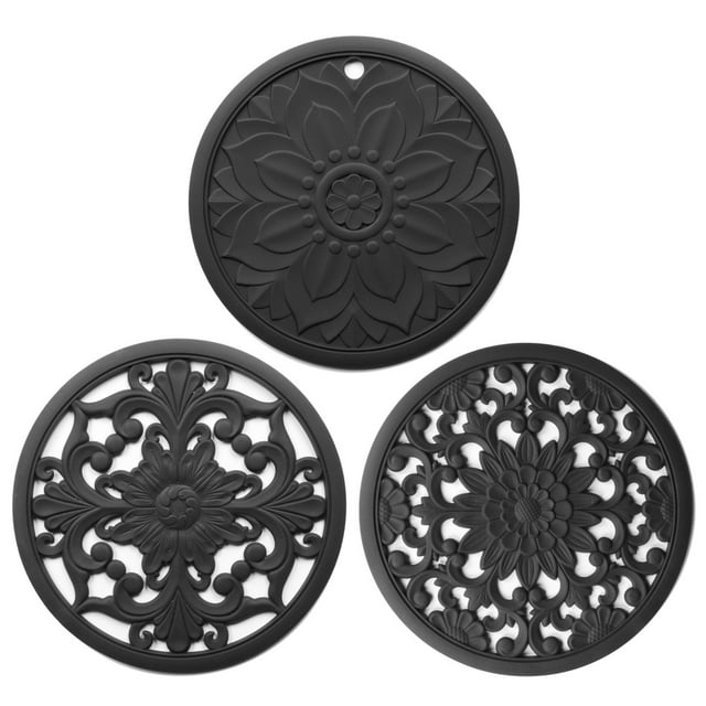 Xihbxyly Agarraderas Antideslizantes Talladas, Juego de Almohadillas Protectoras Del Calor, Diseño Floral Vintage, Protección para Encimeras, Multiusos, Aptas para Platos Calientes, Fáciles de Limpia