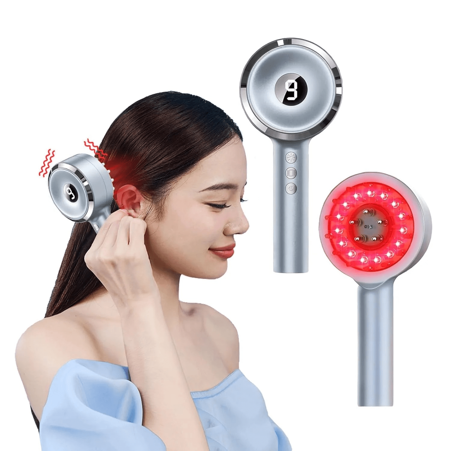 2-in-1 Scalp Care Tool with Hair Oil Applicator and Red Light Massager for Hair Vitality