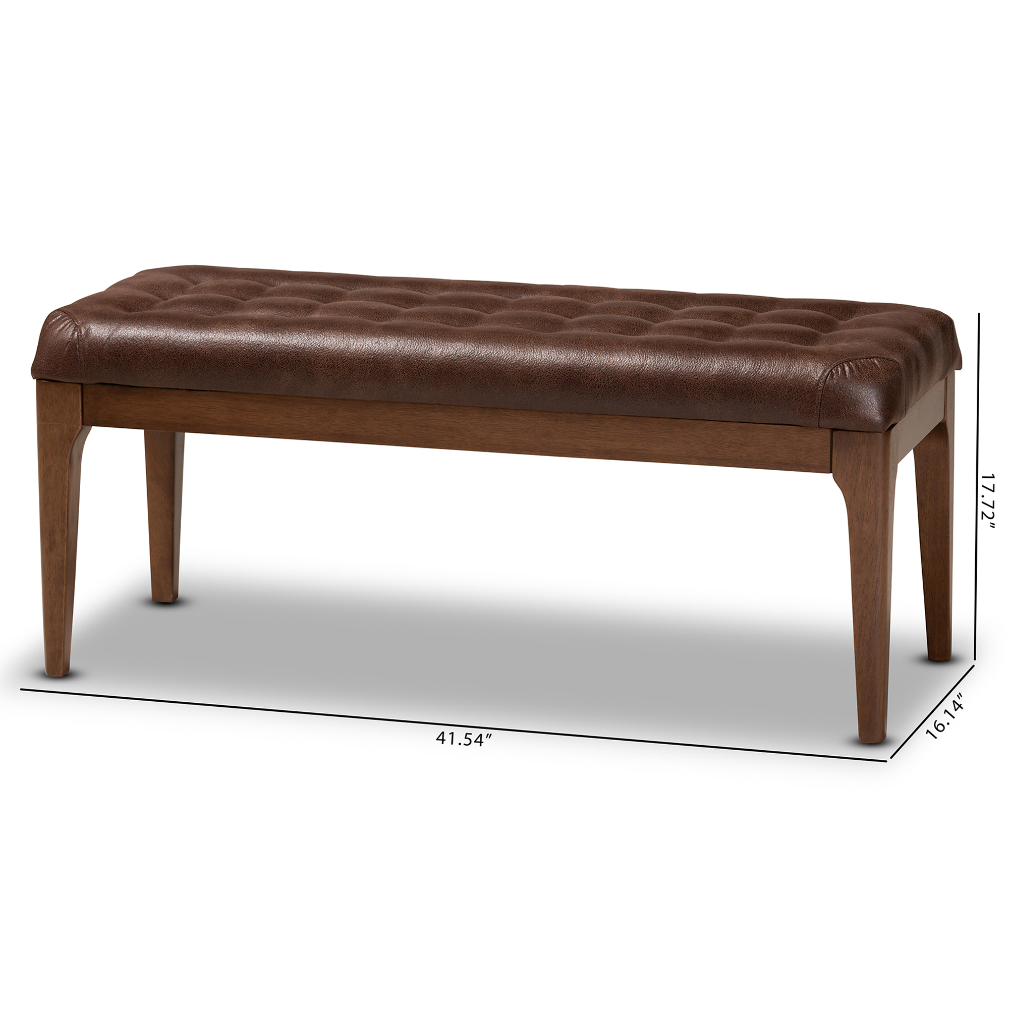 Baxton Studio Walsh Upholstered Bench, Dark Brown and Walnut Brown