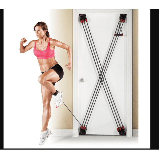X Factor Home Gym System for Full Body Exercise, Strength Training Total Body Workout Door Gym Fitness Trainer, Includes Straight Bar, DVDs, and Exercise Chart, Multi Gym Doorway Gym for Men and Women