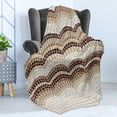 thumbnail image 4 of Beige Soft Flannel Fleece Blanket, Gradient Colored Mosaic Waves Setting Antique Roman Royal Dated Retro Patterns, Cozy Plush for Indoor and Outdoor Use, 50" x 70", Beige Brown Tan, by Ambesonne, 4 of 5