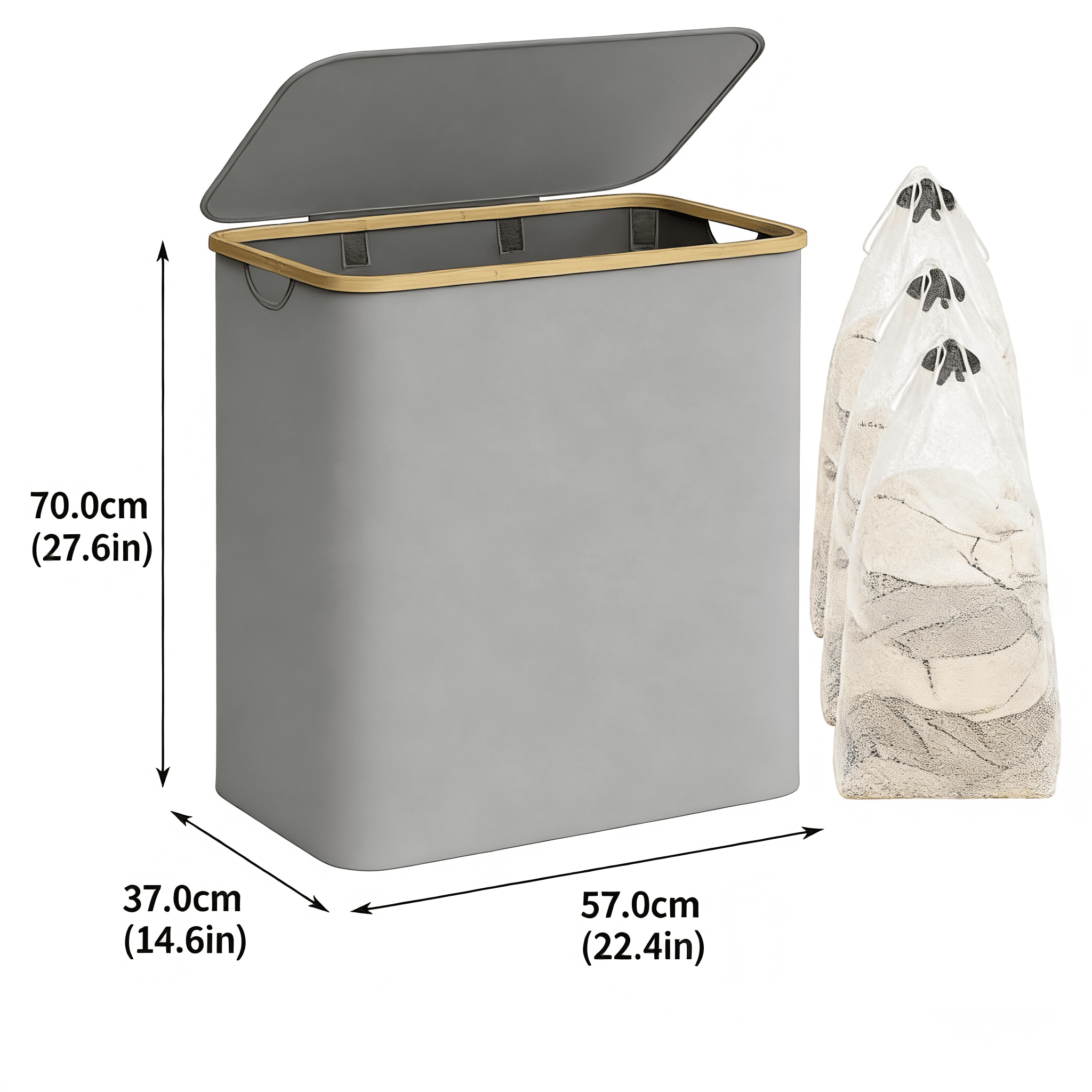 LENLN 150L Large Laundry Basket with Stand Foldable Waterproof Cover, Laundry Sorter, 3 Section Laundry Hamper , Suitable for Bedroom, Bathroom, Laundry Room