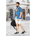 thumbnail image 2 of HAPPY BAY Men's Hawaiian Shirt Luau Beach Shirts Casual Button Down Short Sleeve Dress Shirts for Men XL Hibiscus Leaves, Blue, 2 of 6