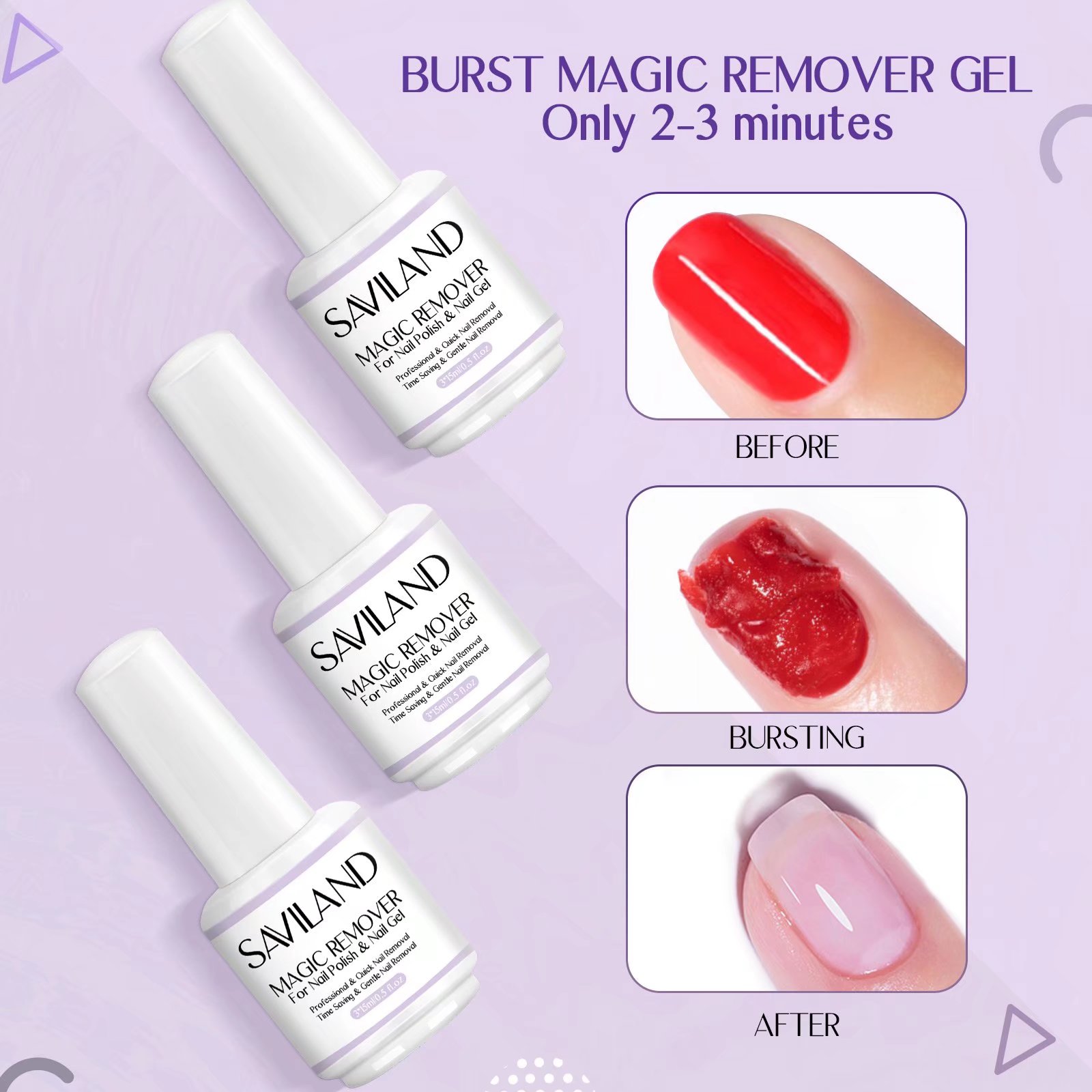 Buy Saviland 3Pcs Gel Nail Polish Remover, Professional Gel Nail Polish Remover Within 36