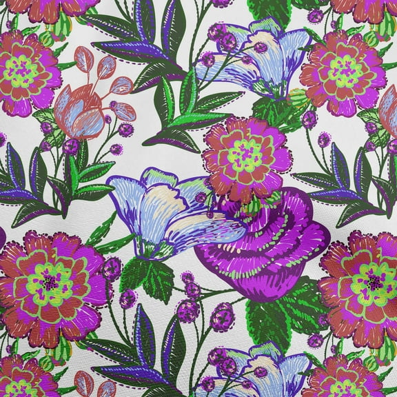 oneOone Polyester Lycra Purple Fabric Florals Quilting Supplies Print Sewing Fabric By The Yard 56 Inch Wide