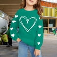 thumbnail image 4 of GiLiling Girls Preppy Heart Sweatshirt, Oversized Pullover Sweatshirt, Kids Fall Winter Long Sleeve Cute Trendy Hoodie with Pocket (Blackish Green, 5-6 Years), 4 of 6