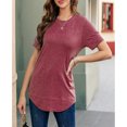 thumbnail image 3 of SWQZVT Summer Short Sleeve tunic t shirt for Women Dressy Red Flowy Shirts high low tops for women Comfy Tee Size M, 3 of 5