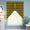 thumbnail image 6 of Swag Valance Curtains for Windows, Black Yellow Plaid Light Filtering Kitchen Curtains with Rod Pocket, Retro Country Buffalo Check Gingham Window Treatment Valances for Living Room, 36x36 - 2 PCS, 6 of 9