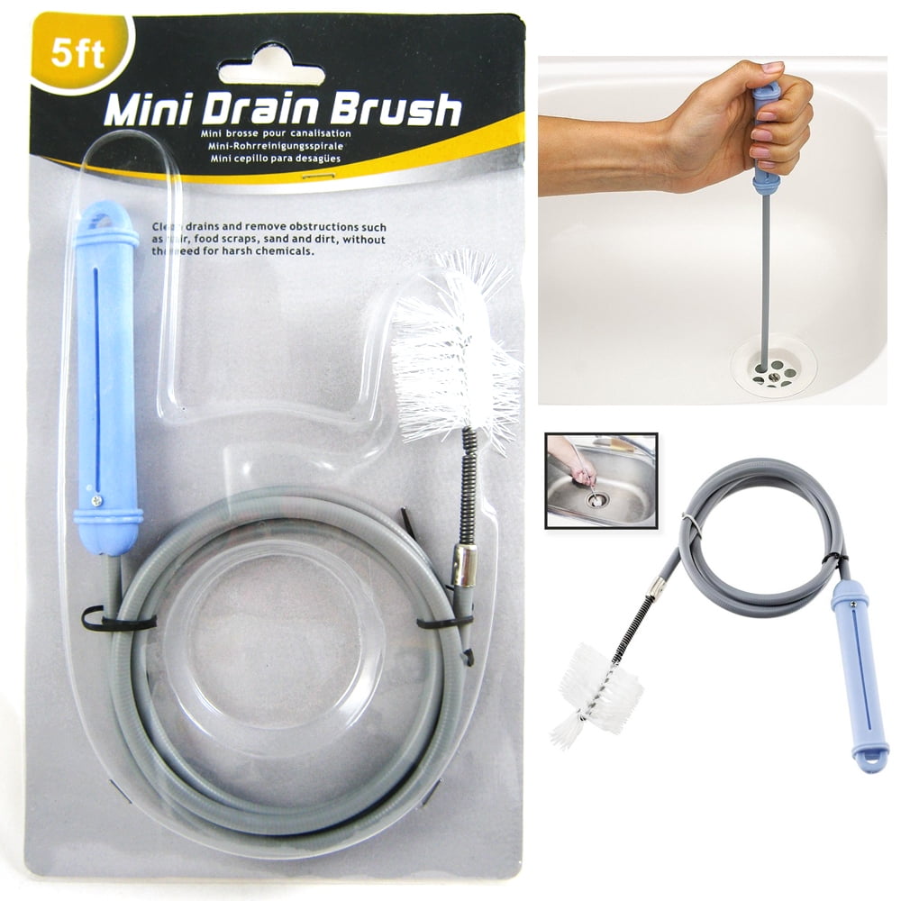 Sink Drain Brush Cleaner Tool 5Ft Kitchen Unclog Bathrooms Tub Drain Home Office