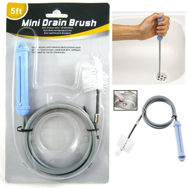 Sink Drain Brush Cleaner Tool 5Ft Kitchen Unclog Bathrooms Tub Drain