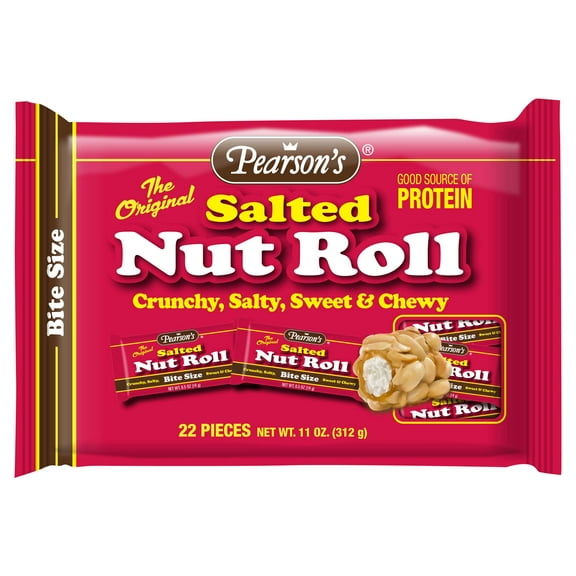 Pearsons Bite Size Salted Nut Roll - Display Case, 11 Ounce -- 12 per case.