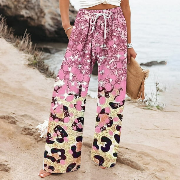 Jienlioq Soldes d Epargne d Ete Offre un Pantalon Imprime de Mode Decontractee de Poche Droite d Ete pour Femmes