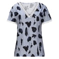 thumbnail image 4 of Blusa superior sexy de manga corta con retazos de encaje con cuello en V de verano para mujer Fridja  ghk6226, 4 of 8