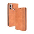thumbnail image 1 of Compatible with Motorola Moto E30/ E40 Case Magnetic Closure Vintage Pattern PU Leather Wallet Cover with Card Slots-Brown, 1 of 5
