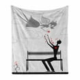 thumbnail image 1 of Valentines Soft Flannel Fleece Throw Blanket, Loving Couple Man in Love Angel Woman Illustration, Cozy Plush for Indoor and Outdoor Use, 50" x 60", Taupe Grey Multicolor, by Ambesonne, 1 of 5