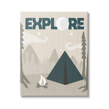 Stupell Industries Explore Camping Nighttime Tent Campfire Woodland , 30 x 40, Design by Daphne Polselli