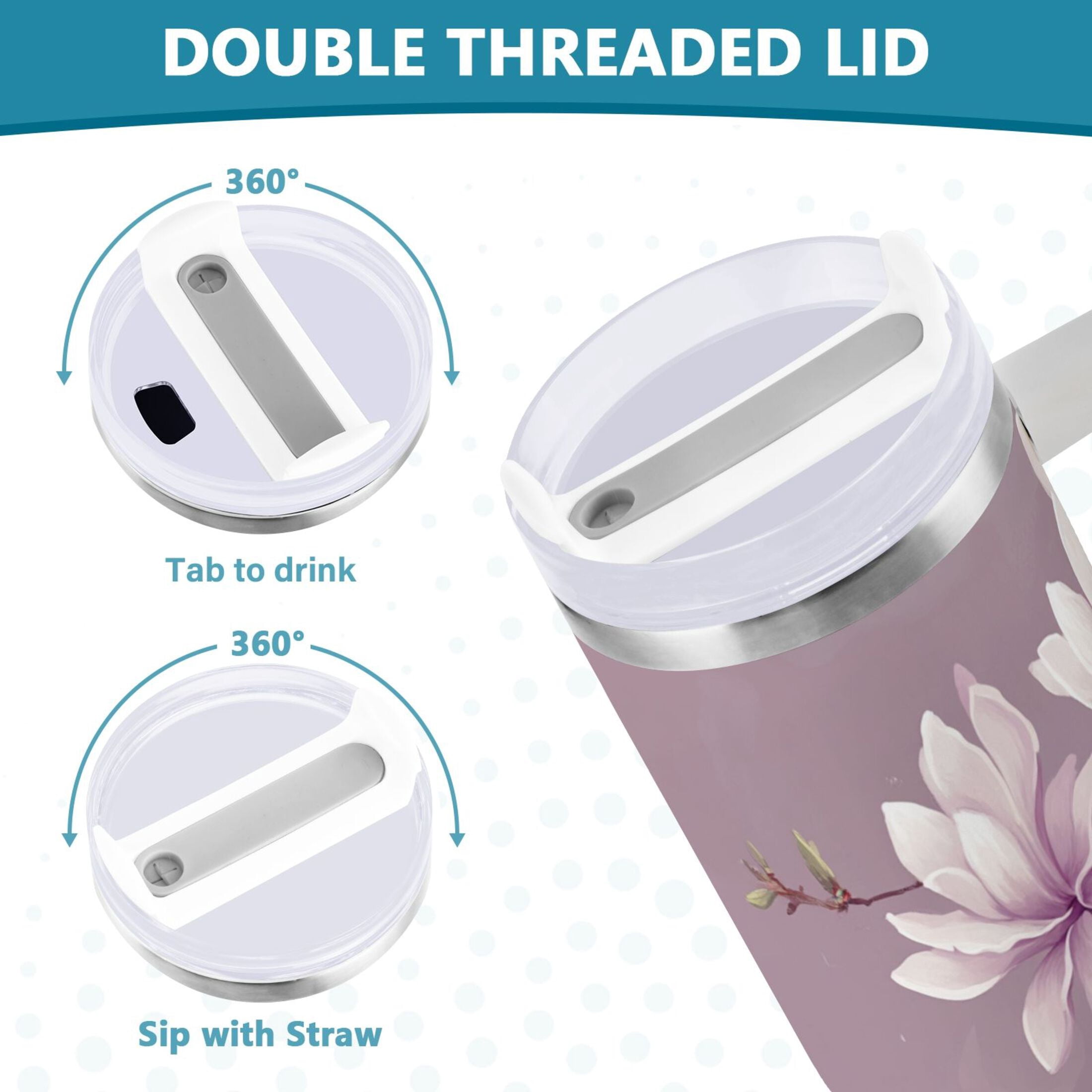 YAZAOO Tumbler 40oz Insulated Stainless Creative Kittens and Puppies with Flowers Pattern Steel Water Bottles