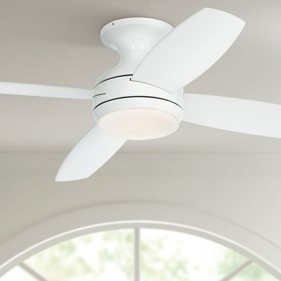 52" Casa Vieja Elite Modern Hugger Indoor Ceiling Fan with Dimmable LED Light Remote Control White Opal Glass for Living Room Kitchen House Bedroom
