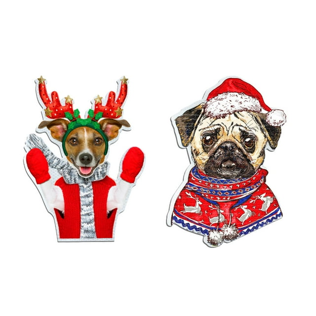 Destyer 2piece Stable Fixed Reflective Magnets For Car No Damage And Easy To Apply Christmas Decorations Dog 1Set