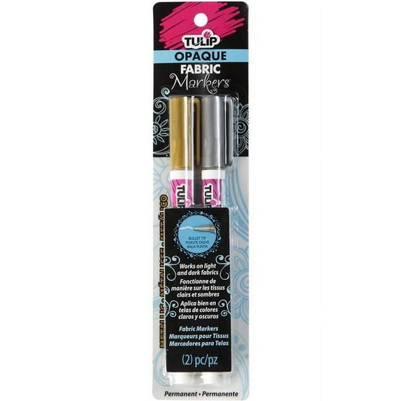 Tulip Opaque Fabric Markers 2/Pkg-Metallic