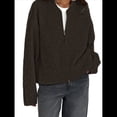 thumbnail image 2 of Suéter de Punto Grueso con Cremallera para Mujer, Abrigo de Otoño con Mangas Largas y Cuello Acanalado Marrón Oscuro M, 2 of 9