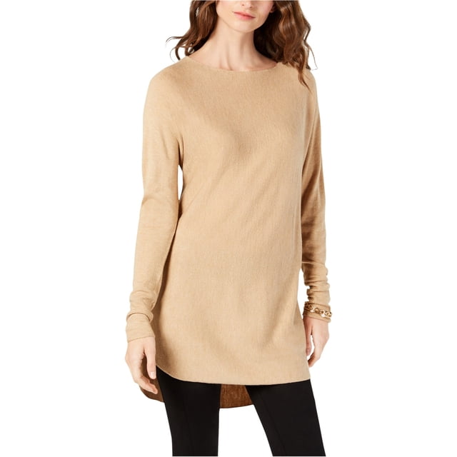 I.N.C Womens Solid Shirttail Pullover Sweater, Brown, Medium