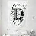 thumbnail image 1 of Letter D Tapestry, Initial Letter from Medieval Scrolls Capital D Symbol Medieval Design Print, Wall Hanging for Bedroom Living Room Dorm Decor, 60W X 80L Inches, Black Grey White, by Ambesonne, 1 of 2