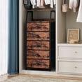 thumbnail image 3 of Furologee 5-Drawer Dresser Fabric Bin, Vertical Storage Organizer with Bins for Living Room, Bedroom Side Table, Stable Nightstand for Adults & Kids, Rustic Brown, 3 of 11