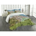 thumbnail image 3 of Ambesonne Coastal Quilted Bedspread Set 3 Pcs, Vernezza Italy, Queen Size, Multicolor, 3 of 5