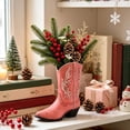 thumbnail image 3 of Vintage Cowboy Boot Vase Resin, Pink Western Flower Planter Tabletop Decor, 3 of 6