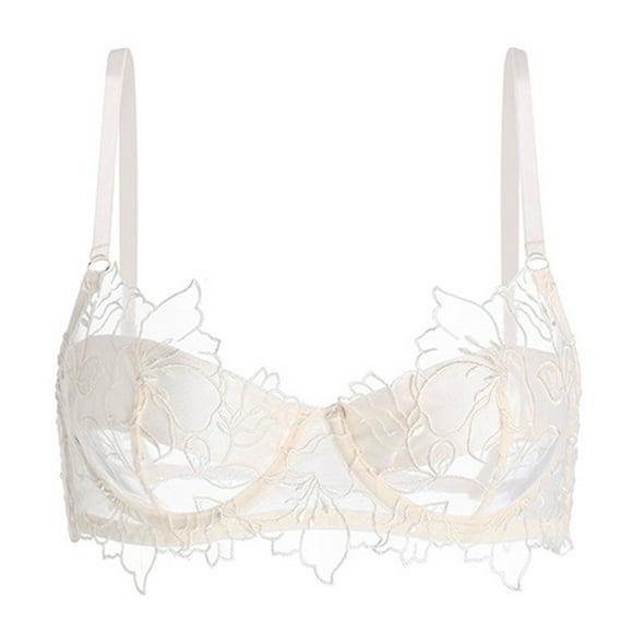 Brasier Tela de Mantequilla Ropa Interior para Mujer Sujetador Push up Fino Grande y Pequeño Ligero y Transpirable de Encaje Grande