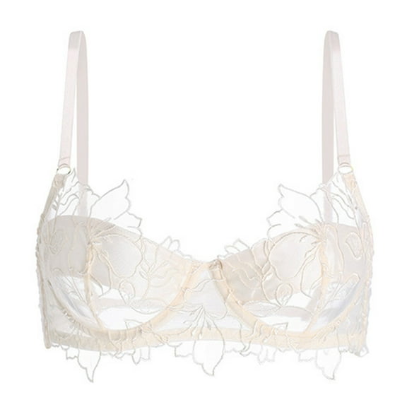 Sexy Women's Lace Underwire Bra Thin Lightweight Breathable Demi Cup Support for Large Comfortable Everyday Wear