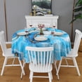 thumbnail image 2 of Blue Marble Gold Swirl Pattern Round Tablecloth 60"x60",Wrinkle Wipeable Table Cloth for Kitchen Dining Room Picnic Patio Party, 2 of 6