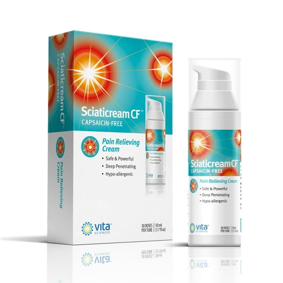 Sciatic Rapid Pain Relief Cream with Arnica, B1, B5, B6, MSM. Soothing Aloe and Coconut Oil Base Capsaicin-Free. Reduce Burning, Tingling, Numbness. Money Back Guarantee. Sciaticream CF