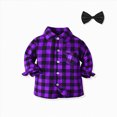 thumbnail image 2 of 6-12 Months Infant Boys Button Up Dress Shirts Children School Uniform Plaid Shirt 6 9 12 18 24 Months 2T 3T 4T 5T 6T Kids Casual Long Sleeve Blouse Tops, 2 of 4