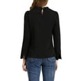 thumbnail image 3 of Allegra K Women's Keyhole Stand Collar Blouse Long Sleeve Button Front Shirt Top, 3 of 6