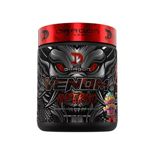 Pre Entreno Dragon Pharma Venom Inferno 40 Servs Extremo Sabor Rainbow Burst