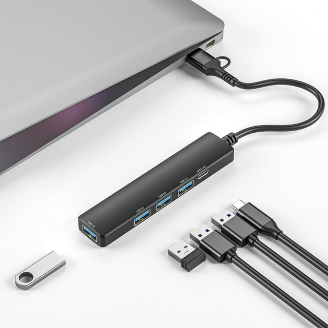 NARABB Laptop Type-C Docking Station One To Four USB 3.0 Splitter Hub High-speed Transfer Plug And Play Docking Station