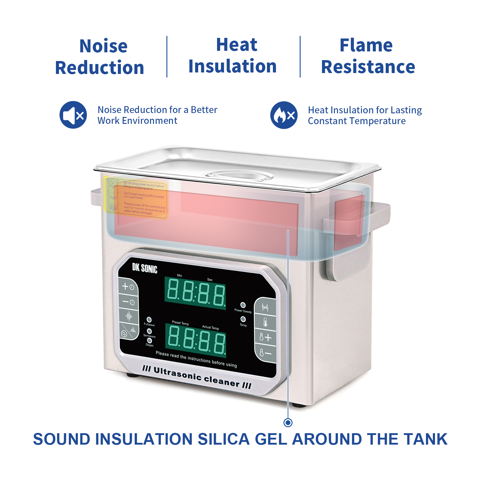 DK SONIC Ultrasonic Cleaner,Sonic Cleaner,Touch Control Lab Ultrasonic Cleaner for Cleaning Dental Tool,Bicycle,Gun,Carburetor Parts,Jewelry,Eyeglasses,Denture,Watchband,Coins etc.